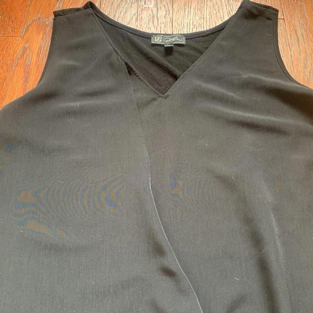 DG2 by Diane Gilman XS Navy Blue Chambray Tank Top Layer Sleeveless - Picture 3 of 10